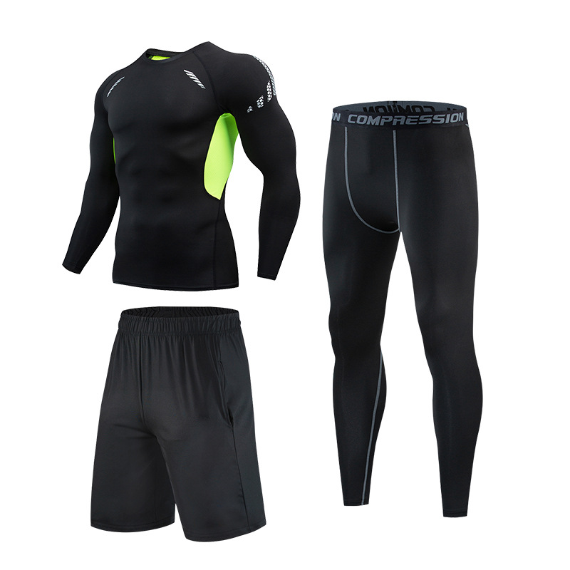 Picture of Fitness Clothes Running Clothes Men's Summer Ice Silk Quick-drying Clothes Equipment Training Hall Long-sleeved Physical Fitness Sportswear suit