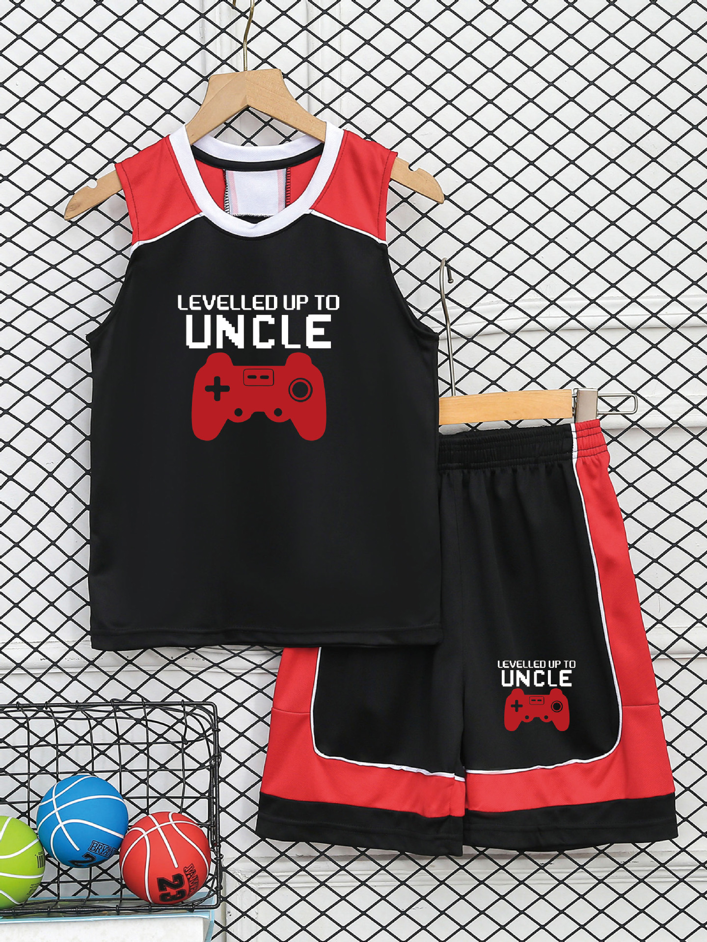 Picture of Children's Sportswear suit Boys Summer Vest Shorts Two-piece Mesh Casual Clothing Student Training Clothing Fashion
