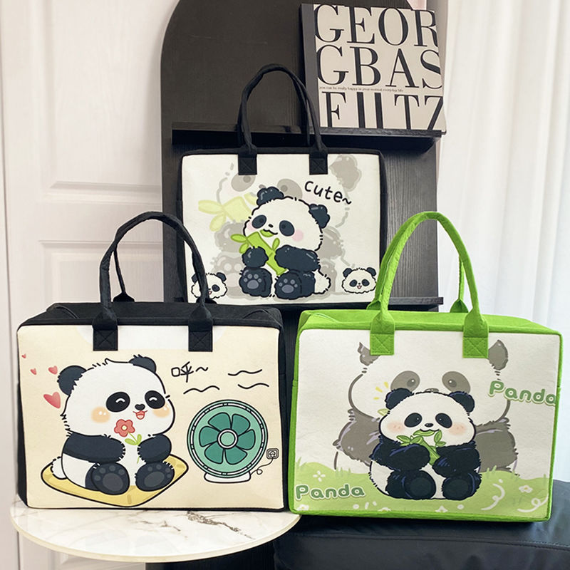 Cute Panda Huahua Travel Bag Women's Short-Distance Portable Large-Capacity Travel Bag Lightweight Luggage Bag Can Be Attached to the Case Rod