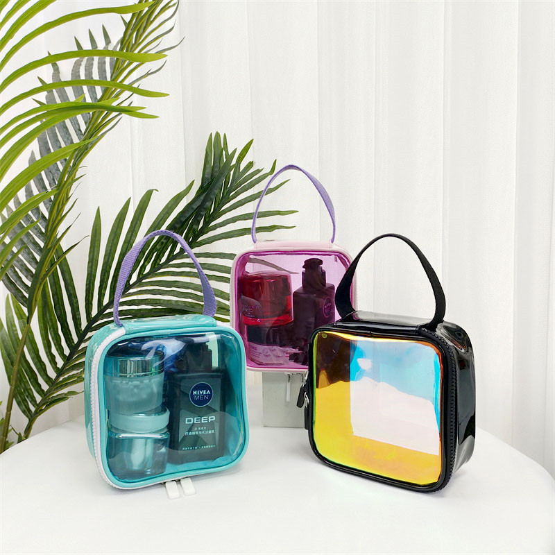 Cross-border Colorful PVC Transparent Cosmetic Bag Advanced Sense Large Capacity Waterproof Toiletry Bag Travel Portable Storage Bag