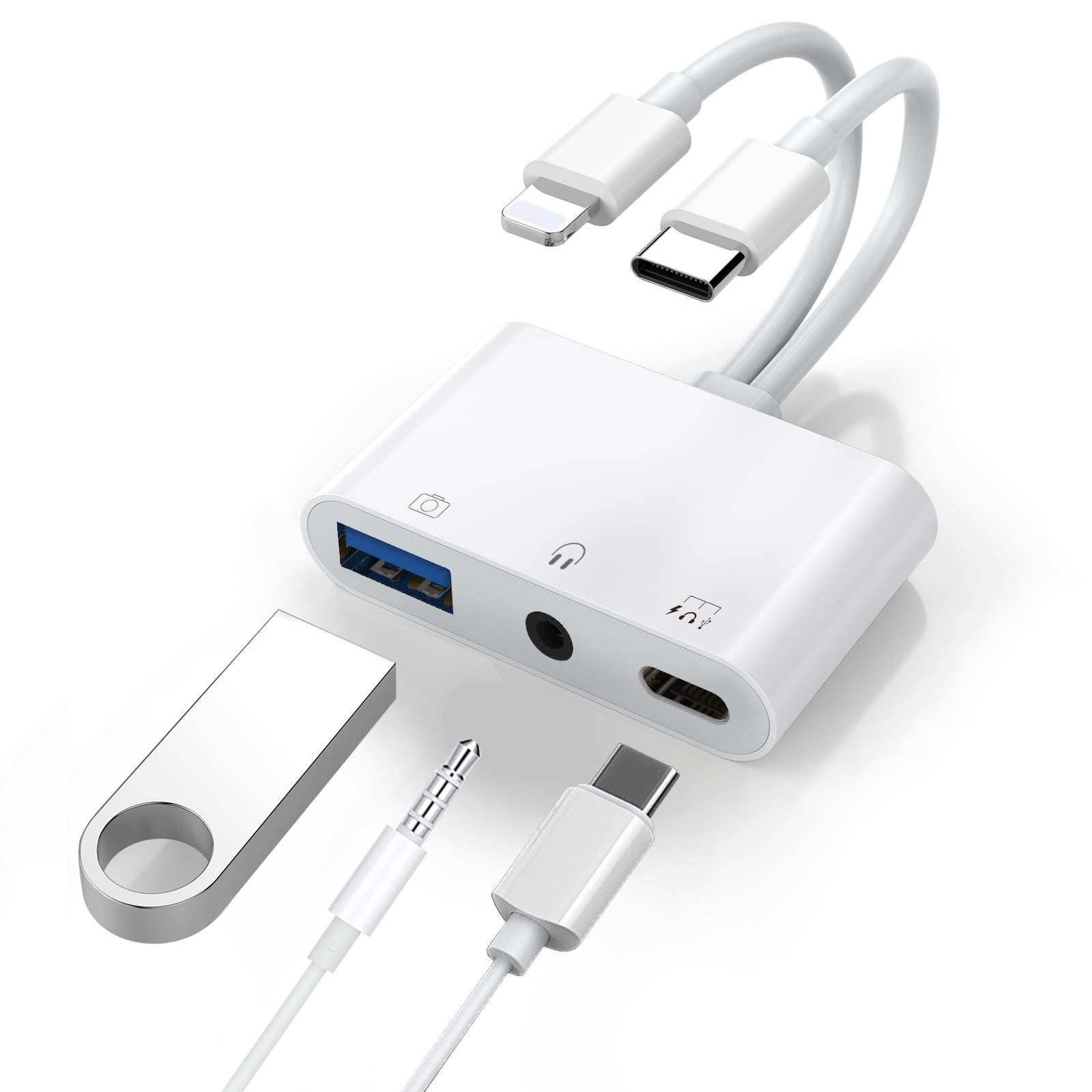 Picture of Multi-function usb extender Type-c docking station external 3.0USB-C USB flash drive digital headset 3.5mm headset