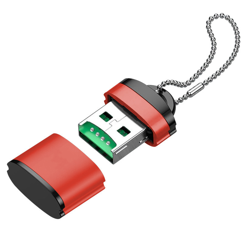 Picture of Aluminum case with chain mini TF card reader USB2.0 T-Flash card mobile phone memory card computer speaker universal