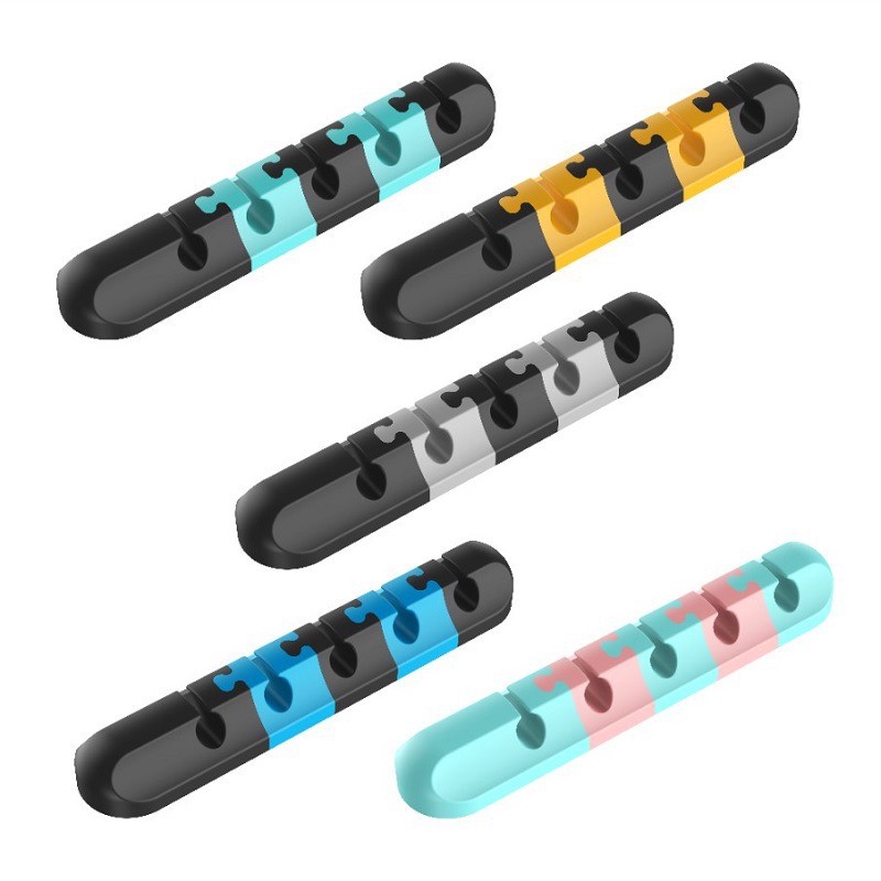 Picture of Desktop self-adhesive silicone wire organizer earphone wire mobile phone data wire multi-function wire winder wall fixer