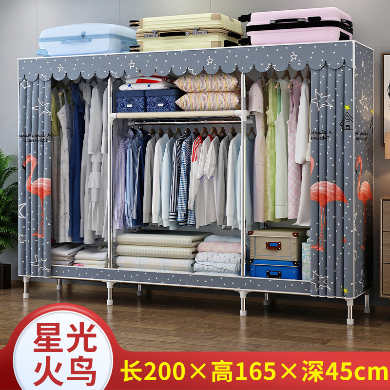 Picture of 2025 New Steel Pipe Fabric Wardrobe Simple Assembly Wardrobe Home Bedroom Cabinet Rental Single Wardrobe