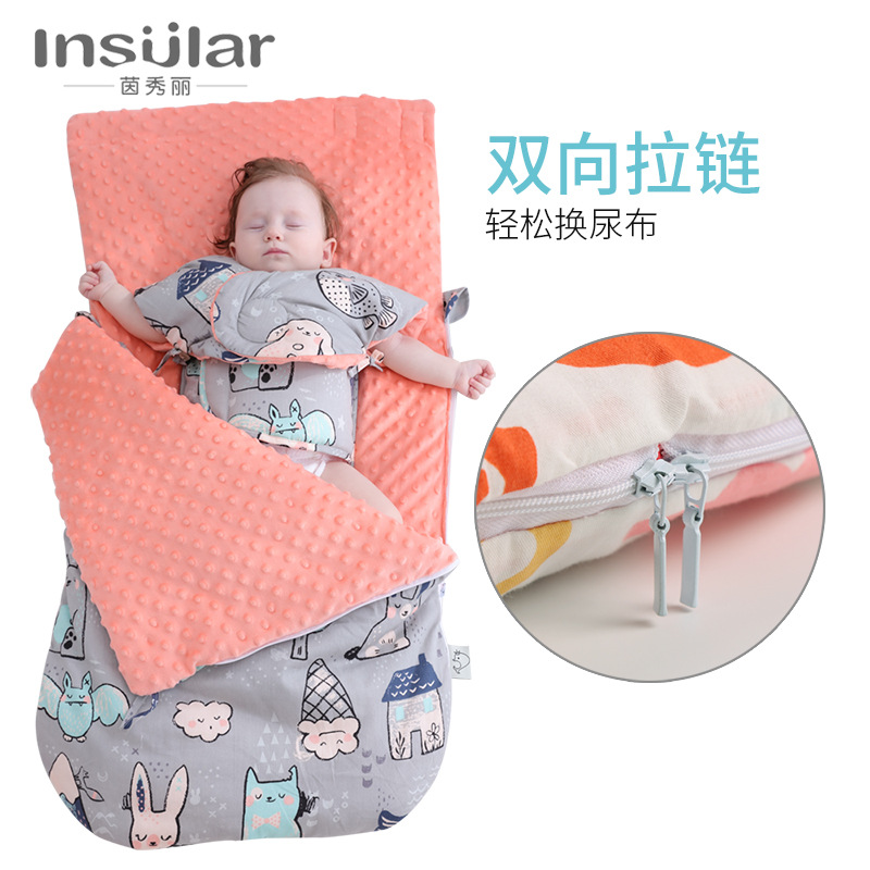 Baby Doudou Blanket Cotton Thickened Anti-startling Baby Sleeping Bag Autumn and Winter Dual-use Newborn Sleeping Bag Wholesale