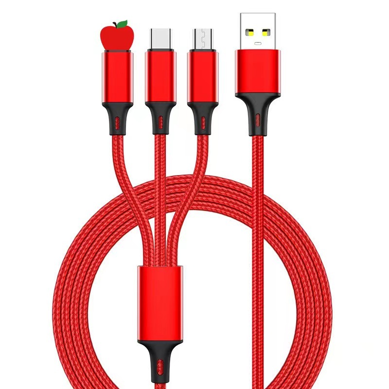 Picture of Source 120w zinc alloy machine passenger data line one drag three flash charging data line three in one super fast charging line