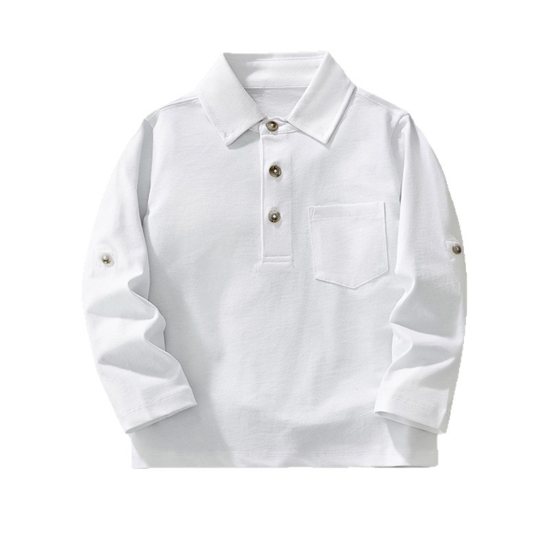 Picture of 2025 Spring and Autumn Children's POLO Shirt Long Sleeve Lapel Middle and University Boys Men's and Women's School Uniform Breathable Cotton Base Shirt
