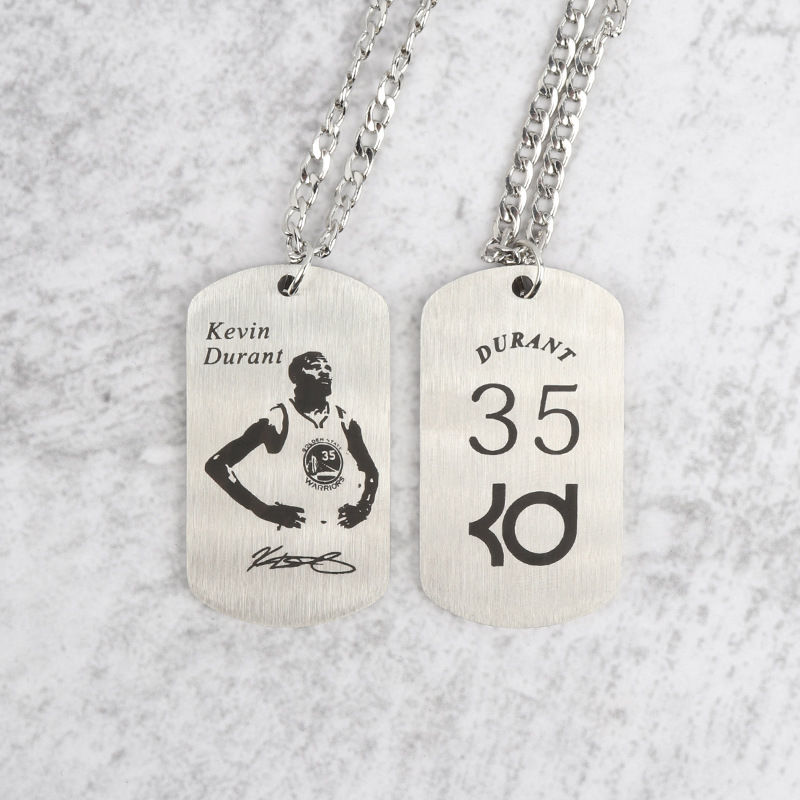 Picture of Necklace Kobe James Curry Owen Basketball Star logo Titanium Steel Necklace Pendant Commemorative Machinable Engraving