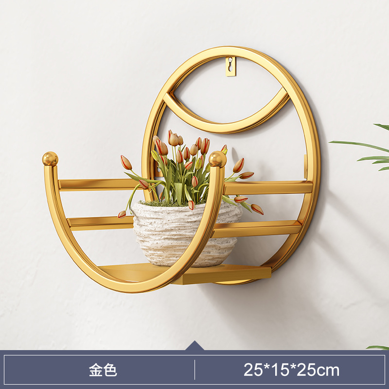 Picture of Wall-mounted Flower Rack for Living Room Balcony Ironwork Punch-free Green Rose Fleshy Flower Pot Plant Flower Shelf