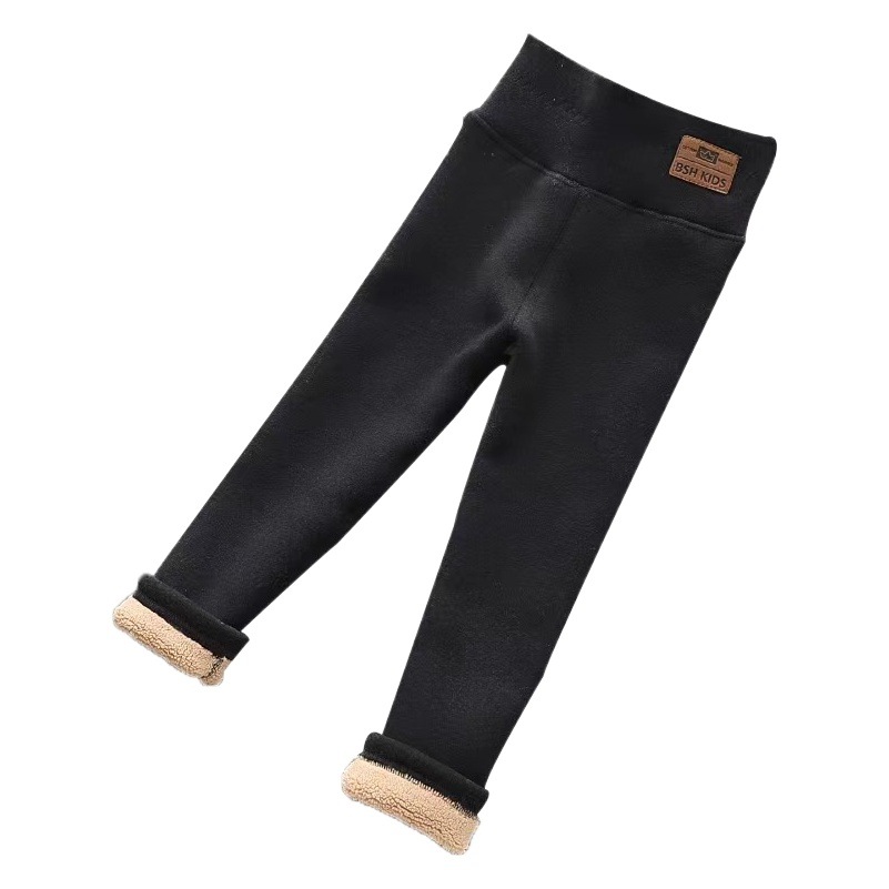 Girls' Fleece-Lined Leggings Autumn and Winter Outer Wear Girls' Big Kids One-Piece Fleece Baby Thickened Pants Pure Cotton High Waist Warm Pants