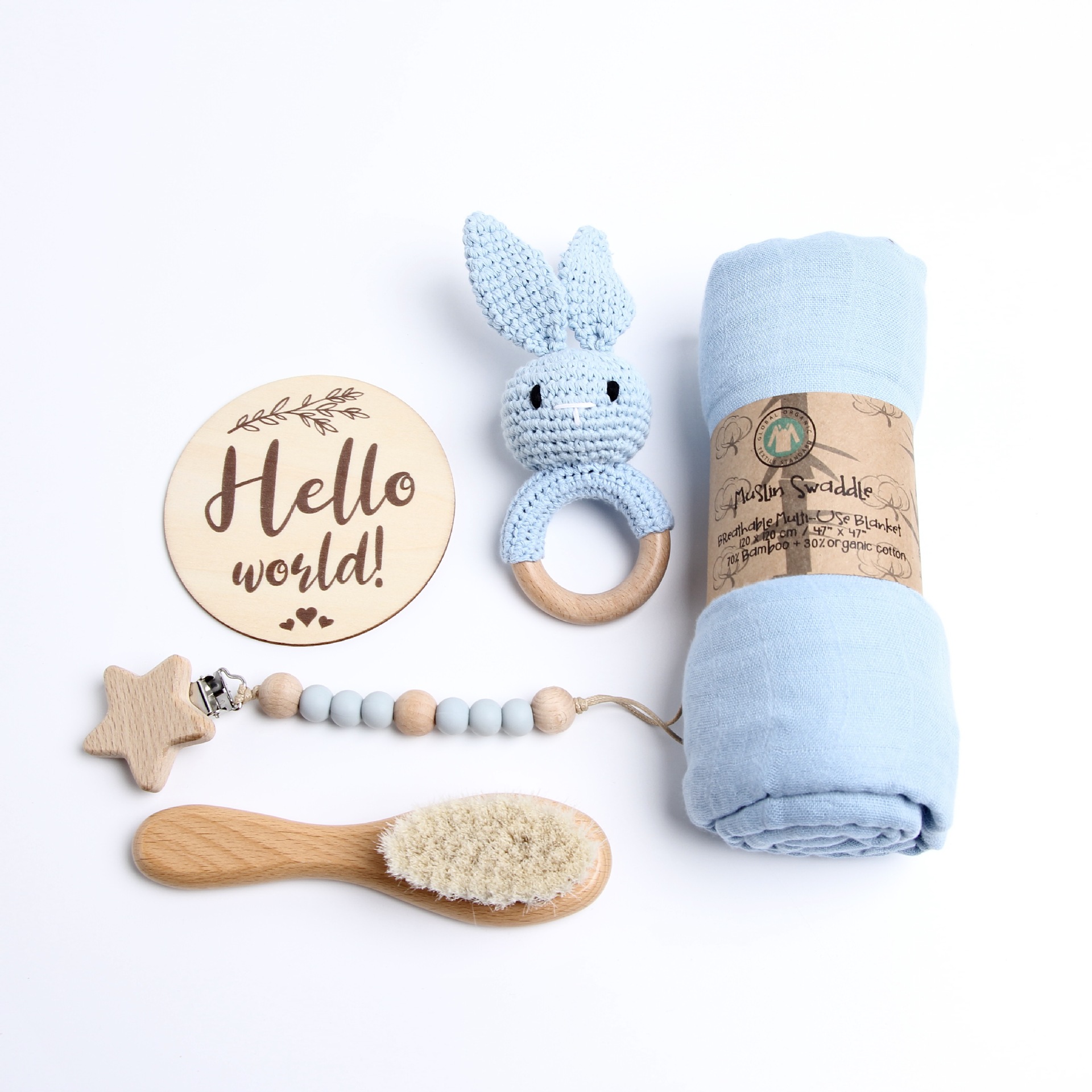 Picture of Baby Shower Gift Rattle Set Cotton Toy Pacifier Clip Blanket