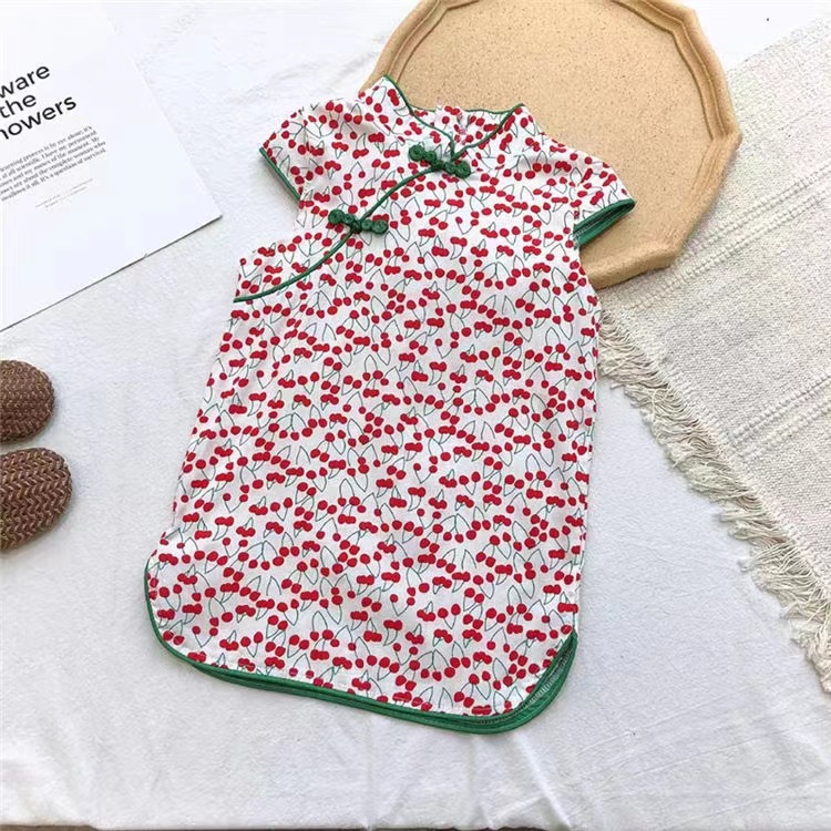 Picture of Summer New Style Girls 2025 New Style Girls Pure Cotton Chinese Style Ethnic Cheongsam Princess Skirt Baby Skirt