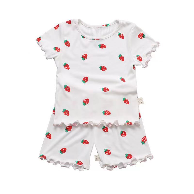 Picture of Ice Silk Summer New Girls' Outer Wear Short Sleeve Floral suit Baby Summer Two-piece Korean Style Pajamas