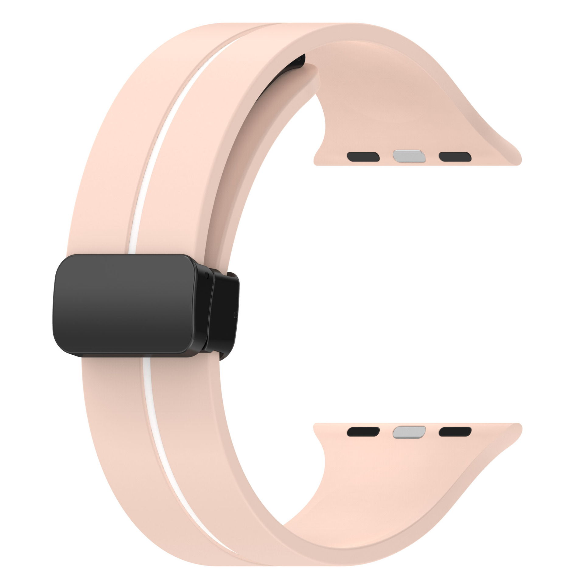 Picture of Two-color Striped Magnetic Folding Buckle Silicone Strap for Apple Watch Strap Magnetic Silicone Watch Strap