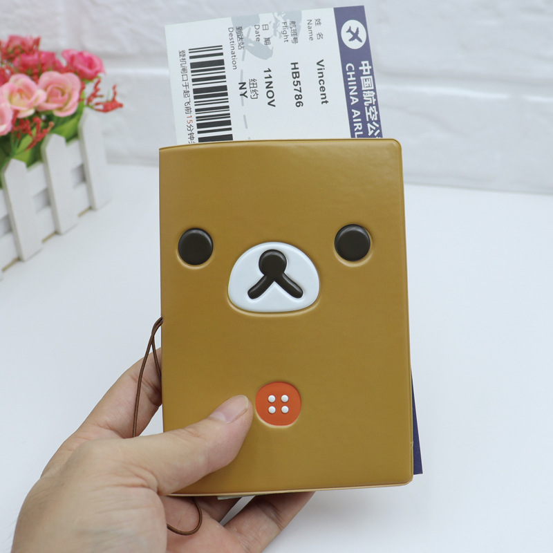 Picture of Rilakkuma Komatsu Bear Cartoon Chick Head Type 3D Stereo Passport Holder PVC Passport Holder Card Holder