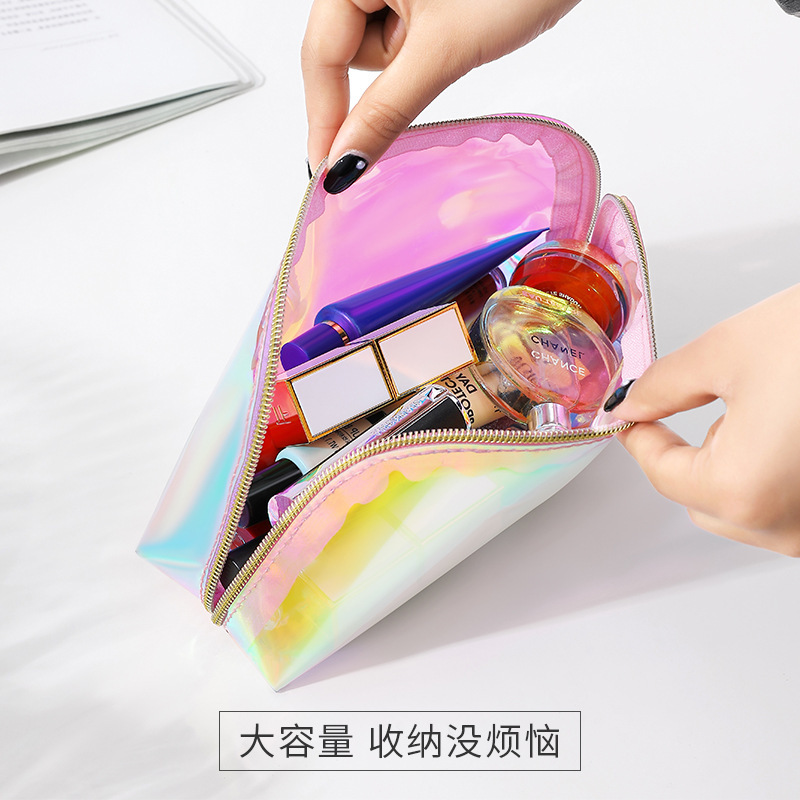 Picture of In stock new colorful transparent laser cosmetic bag TPU shell wash bag portable storage bag wholesale