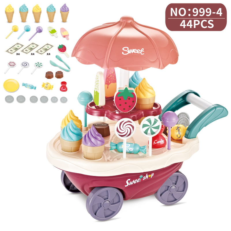 Picture of Children's Play Home Ice Cream Car Toy Girl 3-6 Years Old Simulation Cart Candy Car Birthday Gift Set