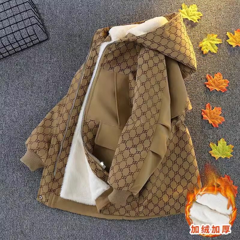 Picture of Women's Fashionable Children's Cotton-padded Coat Autumn and Winter New Children's fleece-lined Thickened Cotton-padded Clothes Mid-length Children's Fashionable Mid-length Pike Clothes