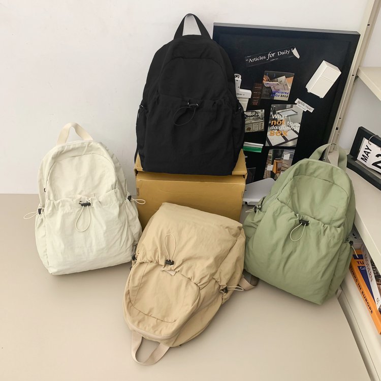 Picture of Japanese Style Solid Color Pleated Nylon Backpack Men's 2024 New Arrival Large Capacity Lightweight Casual Travel Backpack Computer Bag