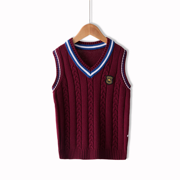 Picture of Children's Clothing Sweater Vest Spring and Autumn Children's College Style School Uniform Tops Pure Cotton Sweater Knitted Vest Jacket Wholesale