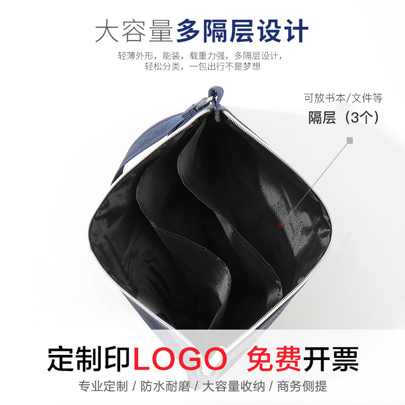 Picture of Jerry 7120 Satchel Zipper Bag Spot Wholesale A4 Multi-Layer Conference Briefcase Oxford Canvas Document Bag