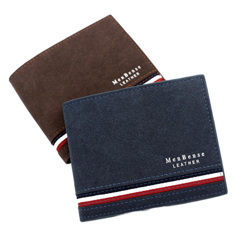 New Fashionable Men's Short Wallet Personalized Men's Coin Purse Silk Screen Wallet Men's Frosted Clutch Wallet