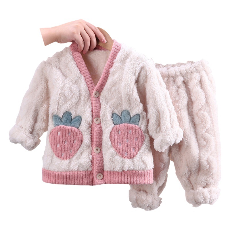 Children's New Winter Flannel suit Girls' fleece-lined Warm Home Clothes Children's Pajamas Children's Clothing