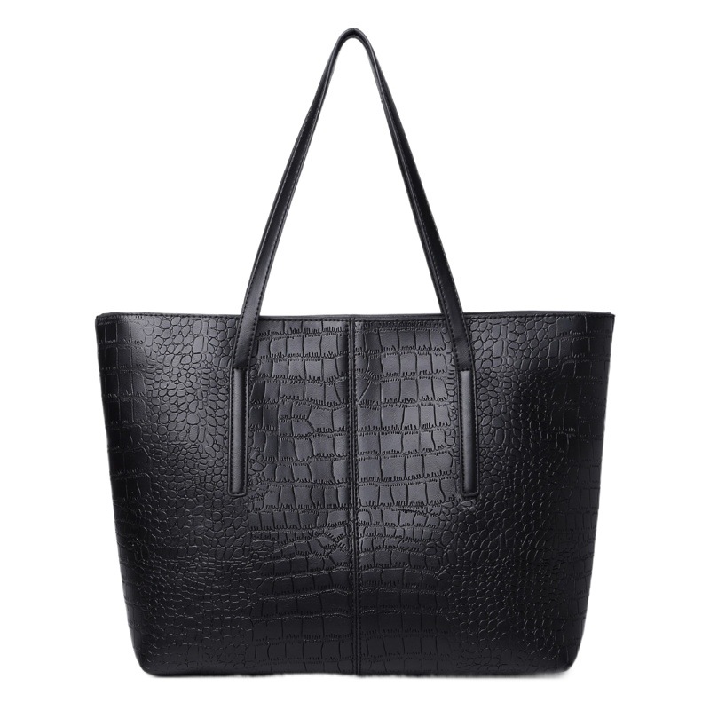 Texture Bag Women's Summer High-end 2025 New Hand Tote Bag Black Waterproof Handbag Large Capacity