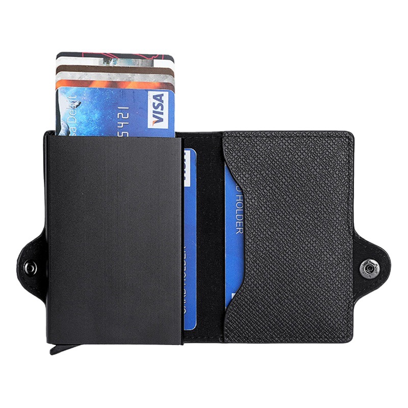 New automatic pop-up card bag aluminum box metal card clip wallet anti-degaussing can be stacked bank card credit card box