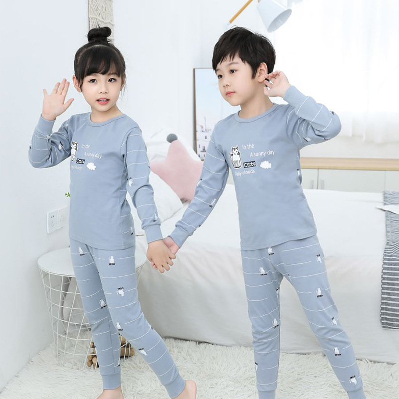 Picture of Children's Autumn Clothes and Long Trousers Set Round Neck Baby Bottoming Sweater Boys and Girls Pajamas Autumn Baby Intimates Pure Cotton