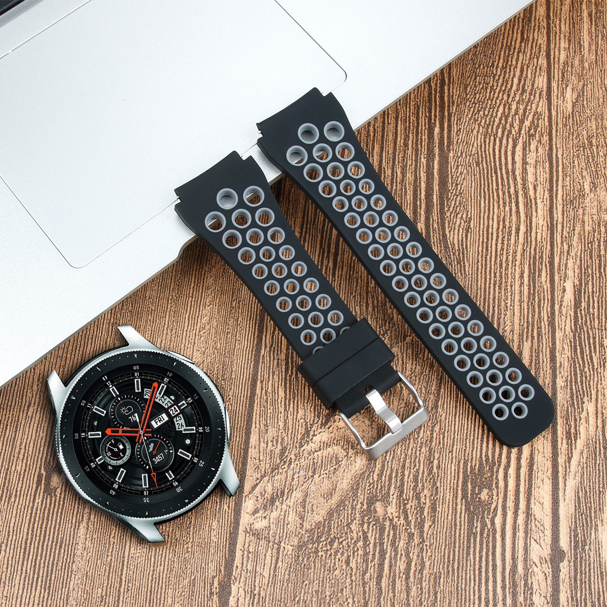Picture of Suitable for Samsung Watch Strap Sm-R800 Official Same Watch 1St Generation 22mm Huawei Universal Two-Color Silicone Strap