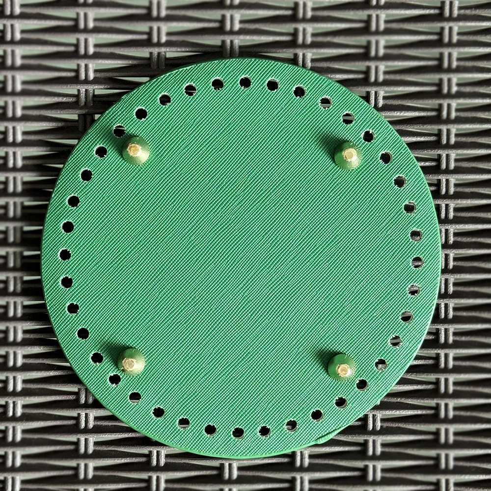 Picture of Bag accessories handmade elegant bag material 14cm round bottom plate diy woven bag quality hardened pu bag pad bottom