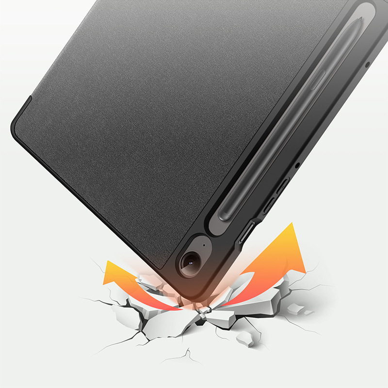 Picture of For Samsung Tab S9FE Flat Protective Cover with Pen Slot Flip Three-fold Anti-drop Protective Shell Cloth Pattern Leather Cover