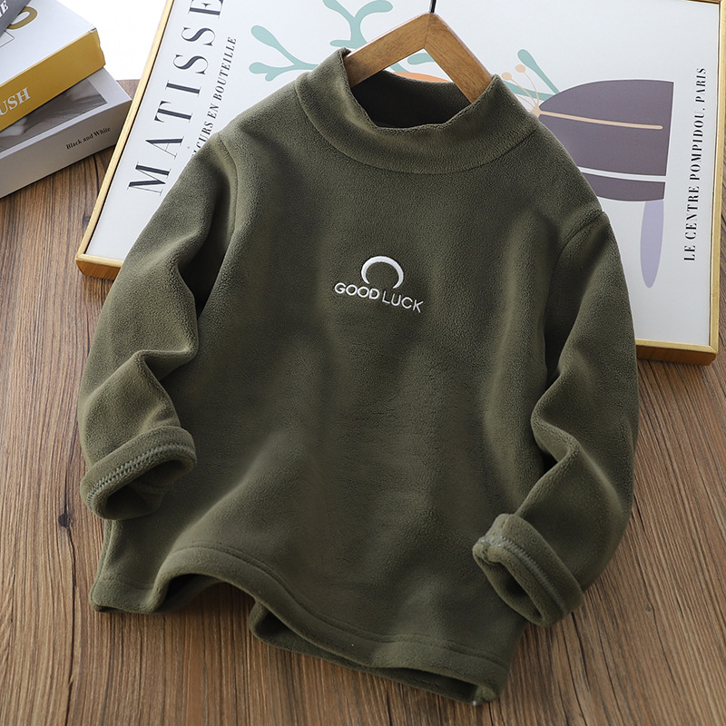 Picture of Children's Double-Sided Velvet Bottoming Shirt 2024 Winter New Men's and Women's Half Turtleneck Warm Long-Sleeved Shirt Korean Style Medium and Large Kidsren's Trbottom