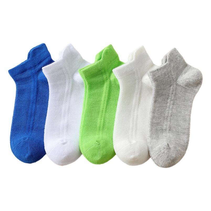 Children's socks summer thin boneless Korean style solid color boys' sports socks trendy girls' mesh socks children's summer socks