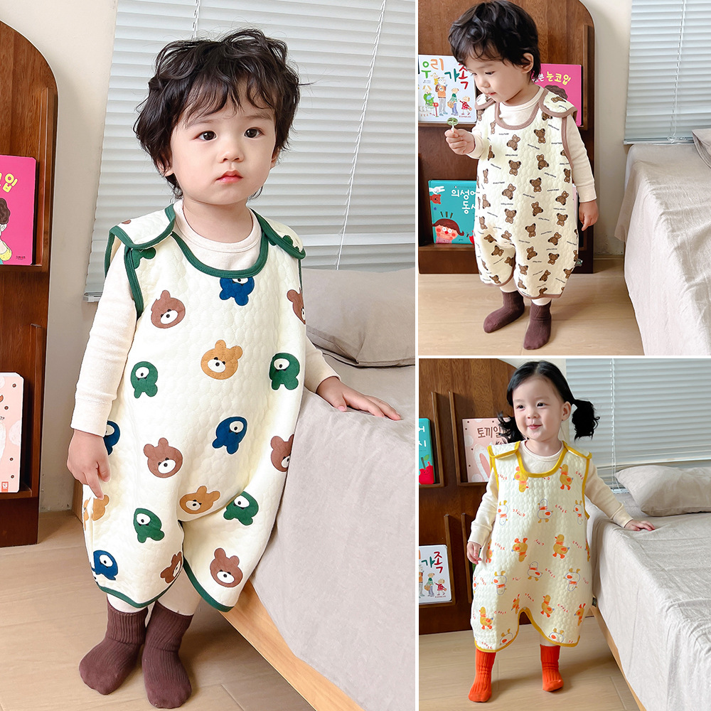 Picture of Children's Nightgown Winter Three-layer Quilted Sleeping Bag Infant Winter One-piece Pajamas Kick-proof Sleeping Bag for Children