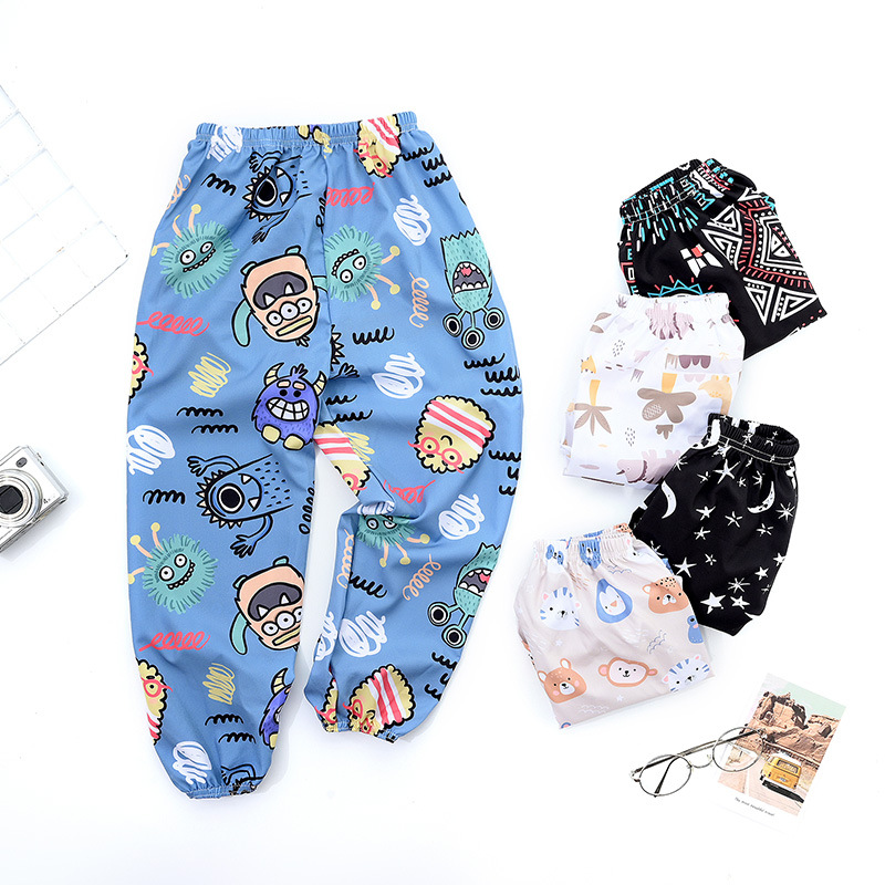 Summer New Adult Mom Kidsren Boys Girls Family Wear Bloomers Anti-Mosquito Pants Cotton Silk Pants Trousers