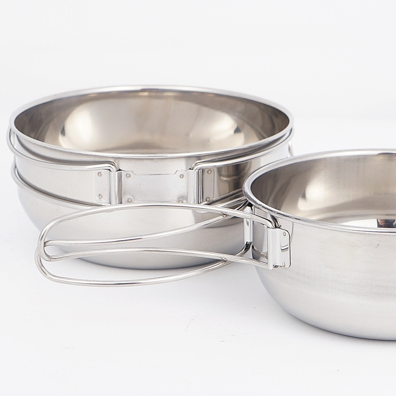 Picture of Outdoor Foldableing Bowl Set 304 Stainless Steel Mountaineering Camping 650ml Large 4-Piece Set Cup Foldableing Bowl Combination Tableware