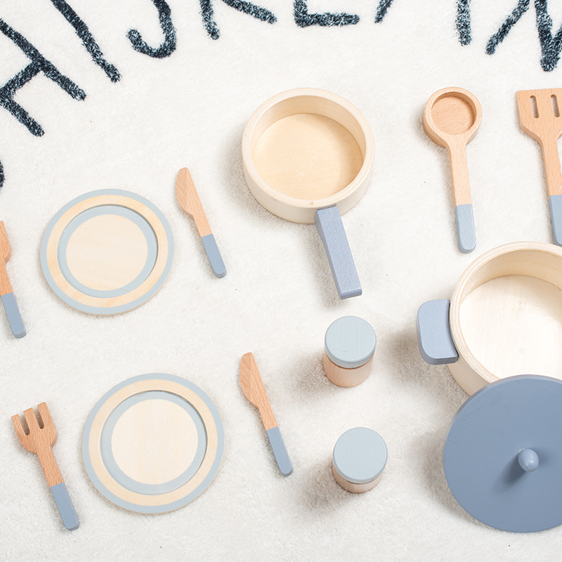 Picture of Children's simulation kitchen toys wholesale wooden kitchen utensils pot girls play house baby cooking toys