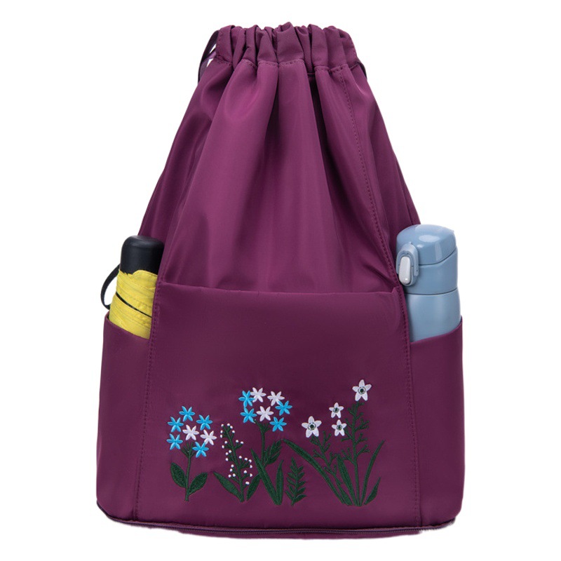 Drawstring Girdle Portable Foldable Large Capacity Embroidery Bag Backpack Dry and Wet Separate Bag Portable Shopping Bag