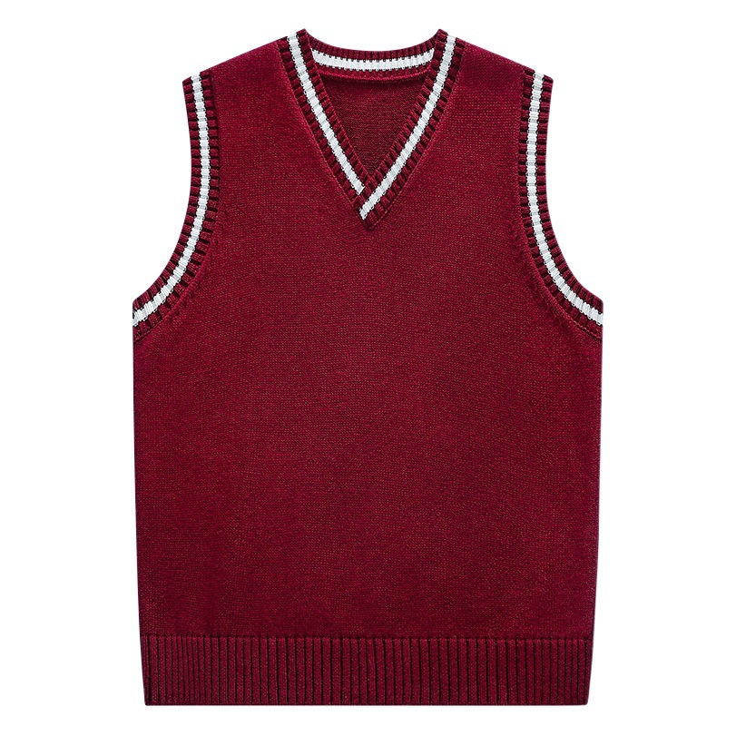 Children's Vest Spring & Fall Boys' Knitted Cotton Woolen Vest British Preppy School Uniform Girls' Vest for Small and Medium-Sized Kidsren