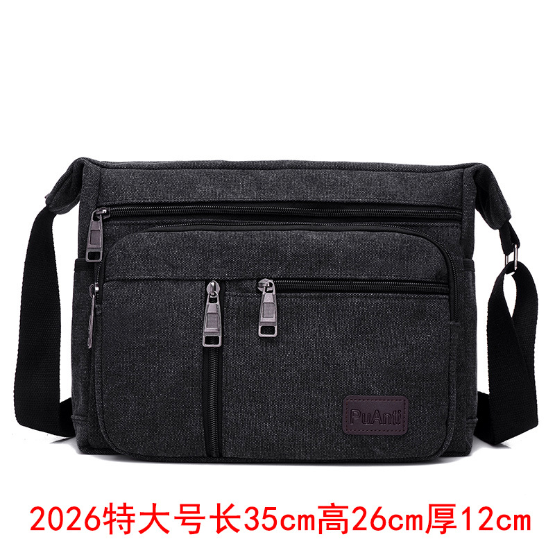 Picture of Canvas Bag Men's Shoulder Bag Casual Canvas Straddle Bag Student Satchel Multi-Layer Bag Factory Direct Printable