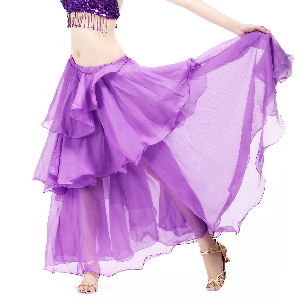 Picture of Dancer spiral skirt chiffon cake skirt belly dance light elegant skirt source factory primary source