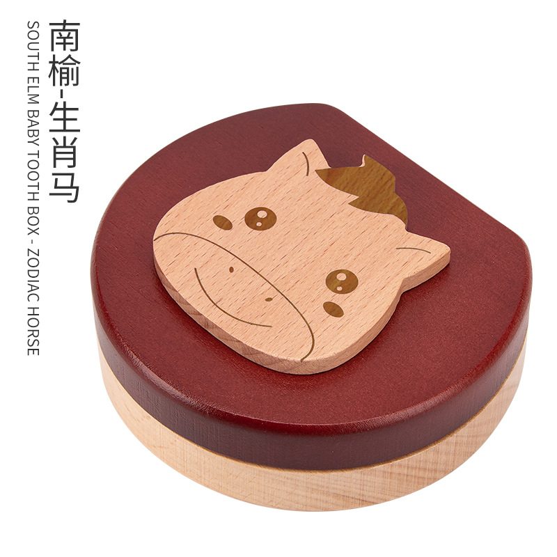 Picture of Wooden Children's Deciduous Teeth Box 1-3-5 Years Old and a Half Baby's Fairy Hair Deciduous Teeth Storage Box One Year Old Memorial Umbilical Cord Collection Box