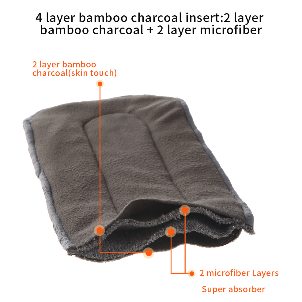Picture of Bamboo charcoal washable diapers baby diapers four-layer structure soft breathable bamboo charcoal urine pad factory direct supply