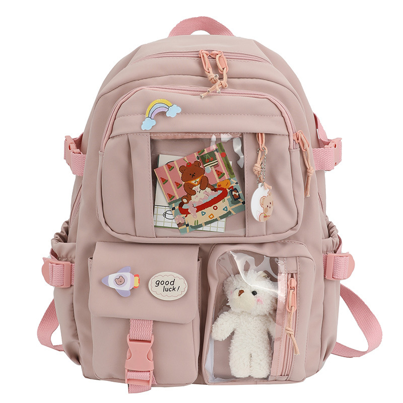 Picture of Fresh and Simple Girl Backpack New Korean Style Fashionable Multi-Pocket Campus Backpack Casual Versatile Student School Bag