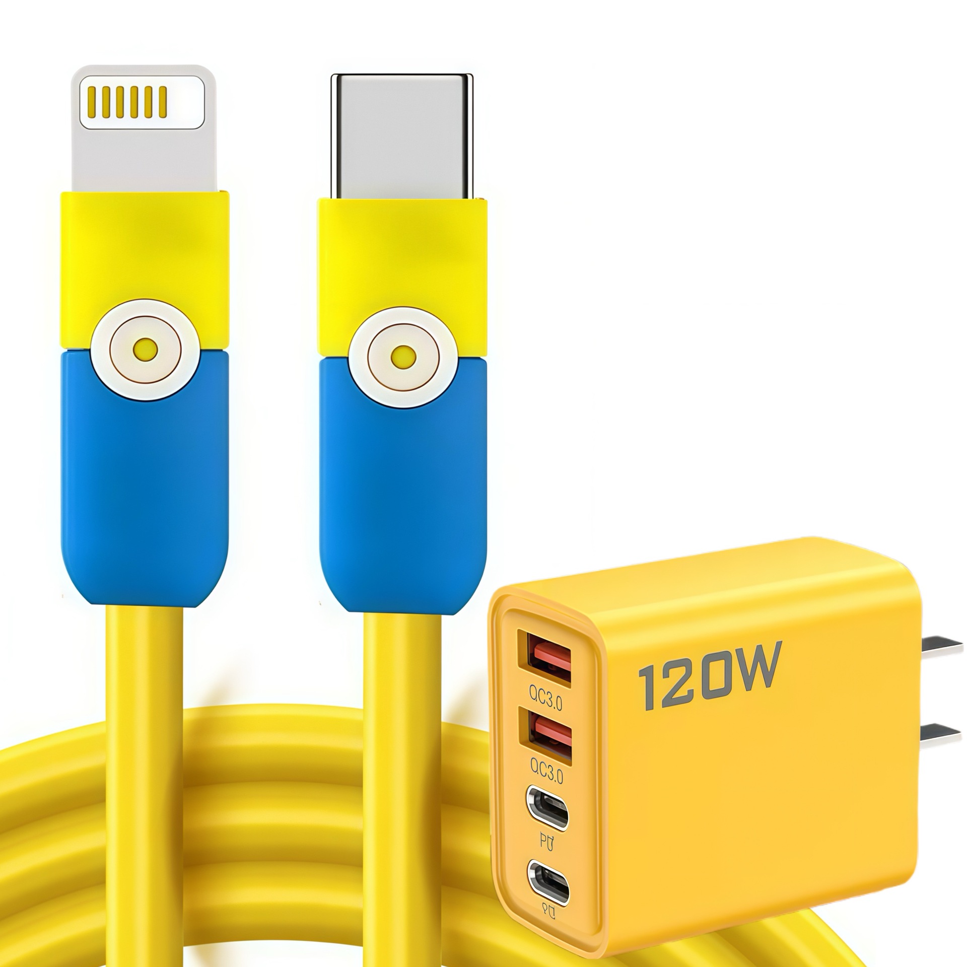 Picture of Blue classmate cartoon fun data cable for Apple Huawei millet glory mobile phone super fast charge Android flash charge