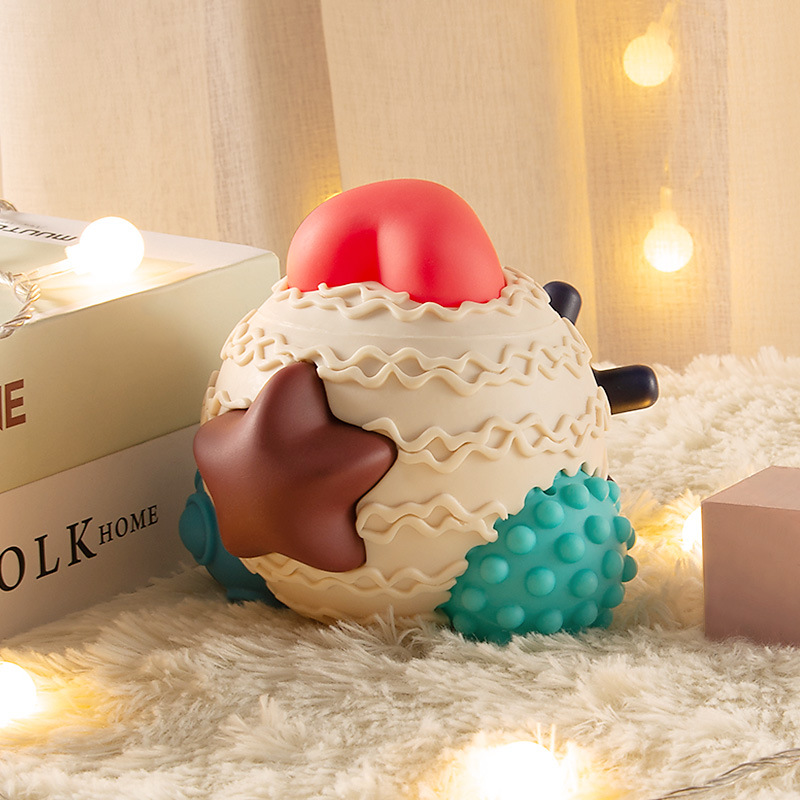 Newborn Baby Soft Rubber Toy Hand-held Ball Rattle Baby Soothing Massage Tactile Sense Ball Puzzle Bath Water Play