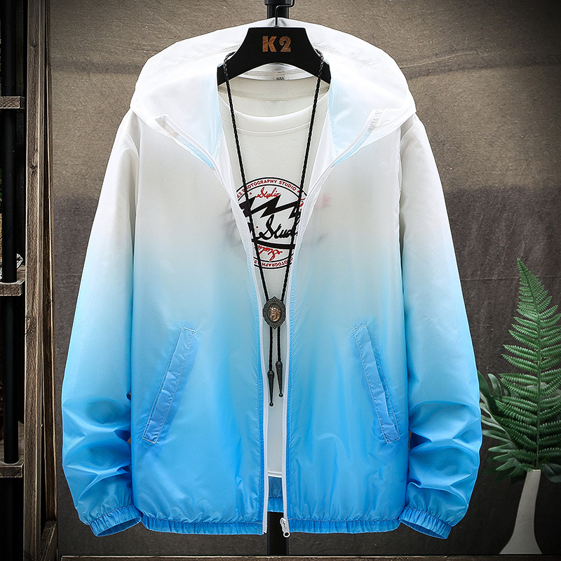 Picture of New summer sun protection clothing men's lightweight breathable hooded gradient skin clothing Outdoor Fishing Couple sun protection clothing women