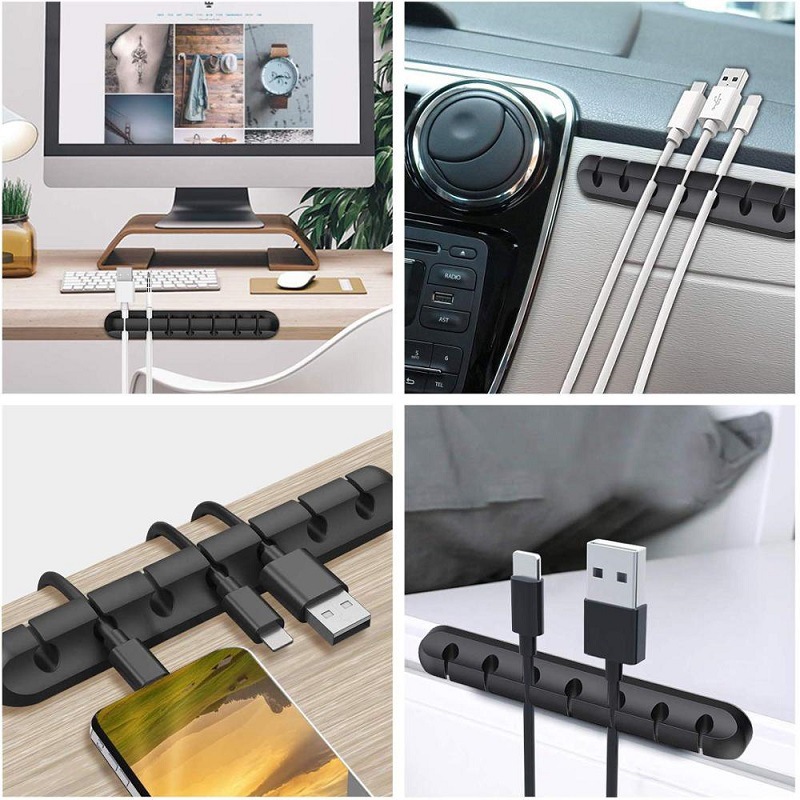 Picture of Desktop charging data cable organizer silicone creative gift storage solid wire clip